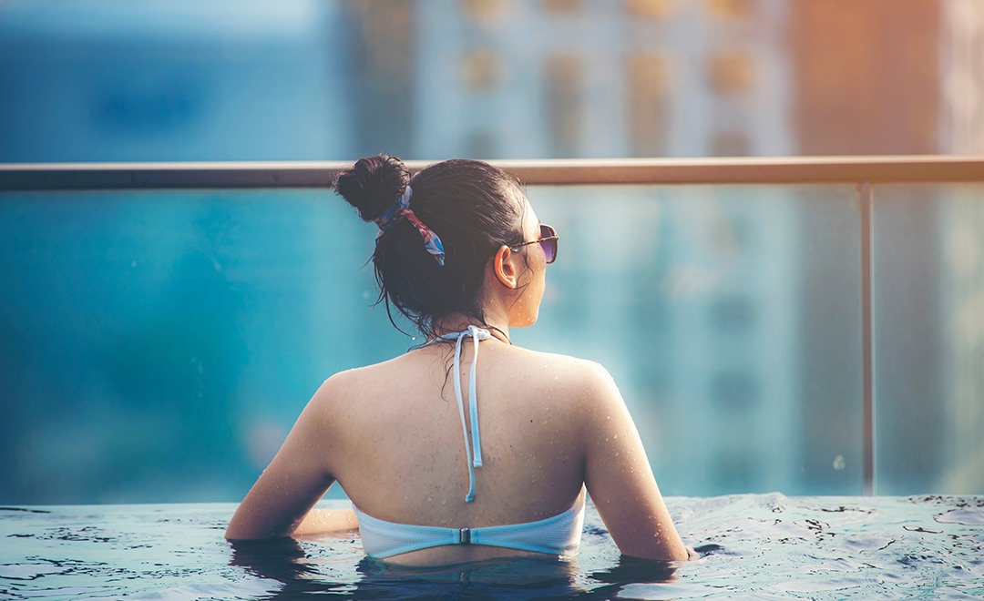 woman in a pool