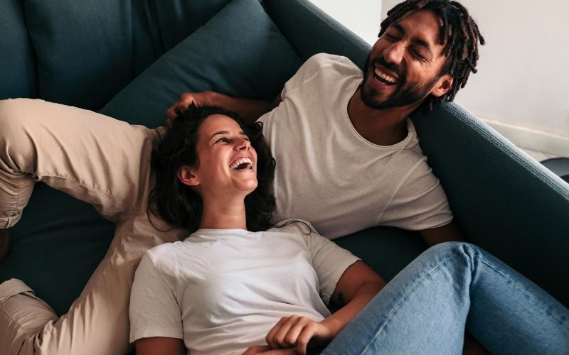 a man and woman laughing